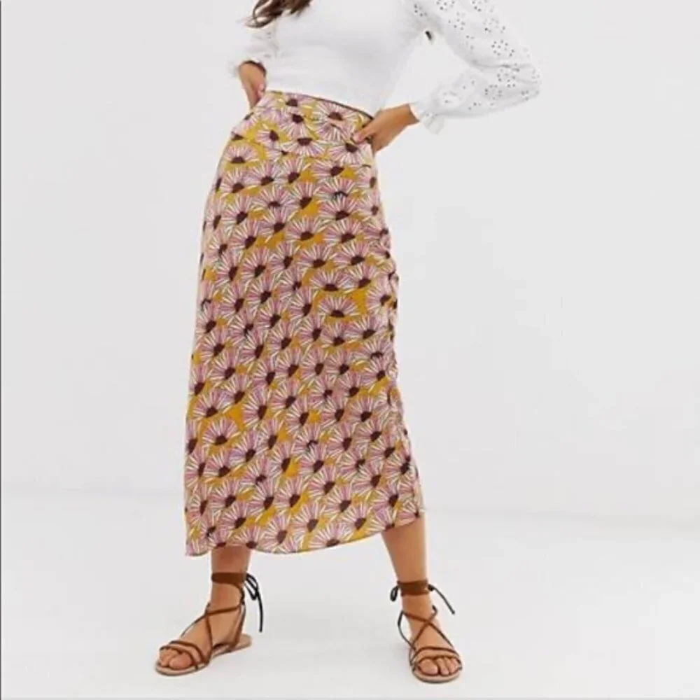Free People Normani‎ printed bias cut skirt